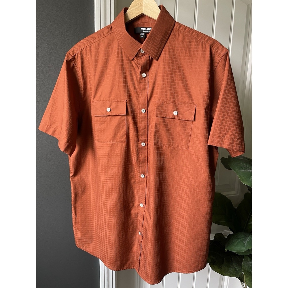 Murano Liquid Luxury Shirt Button-up is actually Snaps Orange Checkered, Medium